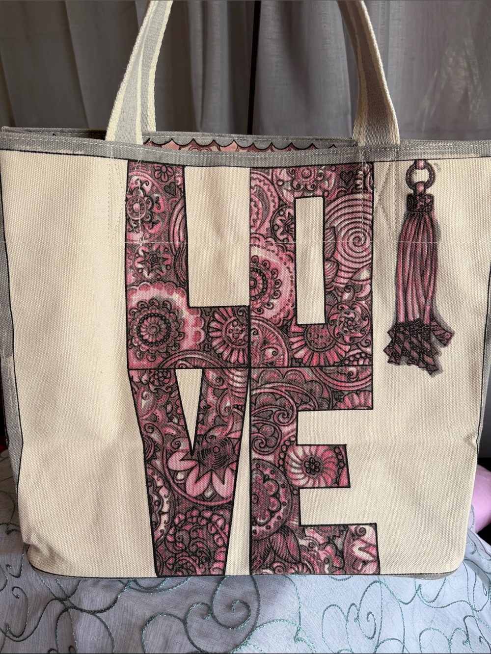 Brighton LOVE And Heart Canvas Tote Bag